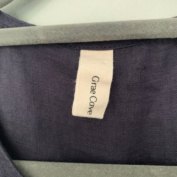 Grae Cove 100% linen blue short sleeve pants button detail jumpsuit romper - Picture 4 of 12